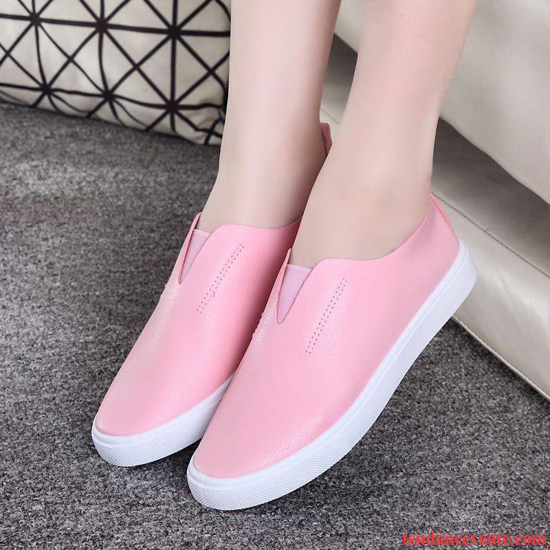 Mocassin Femme Rose Décontractée Femme Blanc Chaussures De Skate Slip-on Étudiant Tendance Plates Paresseux