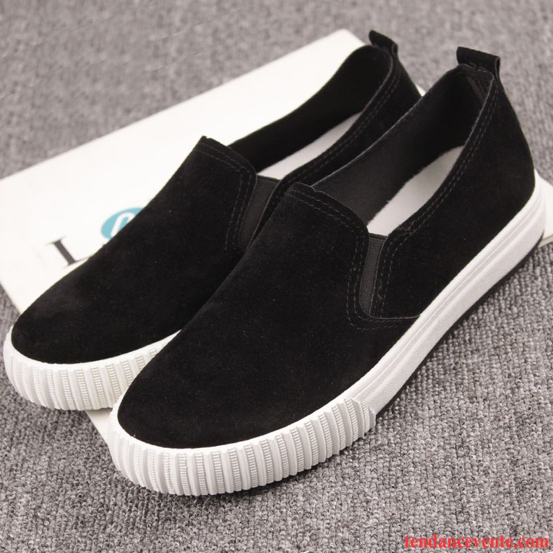 Mocassin Femme Talon Slip-on Femme Étudiant Paresseux Plates Suède Décontractée Semelle Épaisse Printemps Cyan