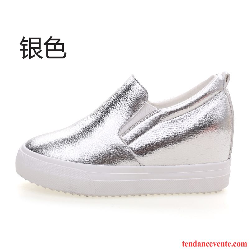 Mocassin Femme Tendance Étudiant Semelle Épaisse Femme Derbies Printemps Augmenté Blanc Rouge Pas Cher