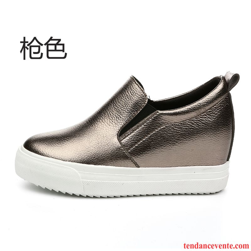 Mocassin Femme Tendance Étudiant Semelle Épaisse Femme Derbies Printemps Augmenté Blanc Rouge Pas Cher