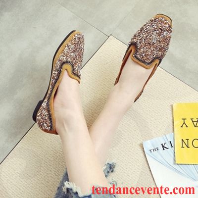 Mocassin Grande Taille Femme Paillette Plates Femme Derbies Tous Les Assortis Printemps L'automne Taillissime Pas Cher