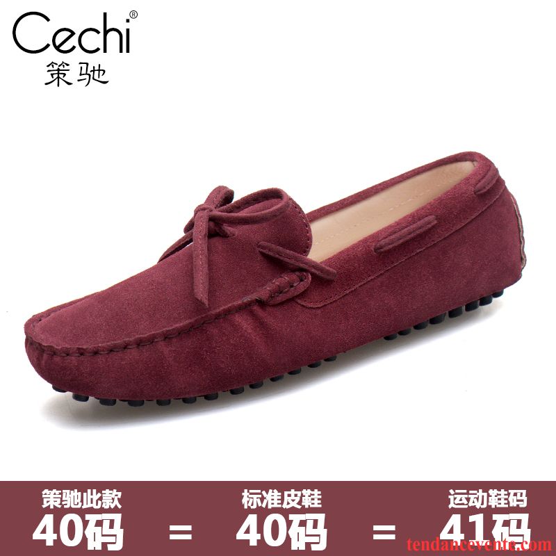 Mocassin Homme Bicolore Délavé En Daim Tendance Printemps Jeunesse Homme Paresseux Cuir Véritable Décontractée Chaussures De Conduite Tous Les Assortis Été Marron