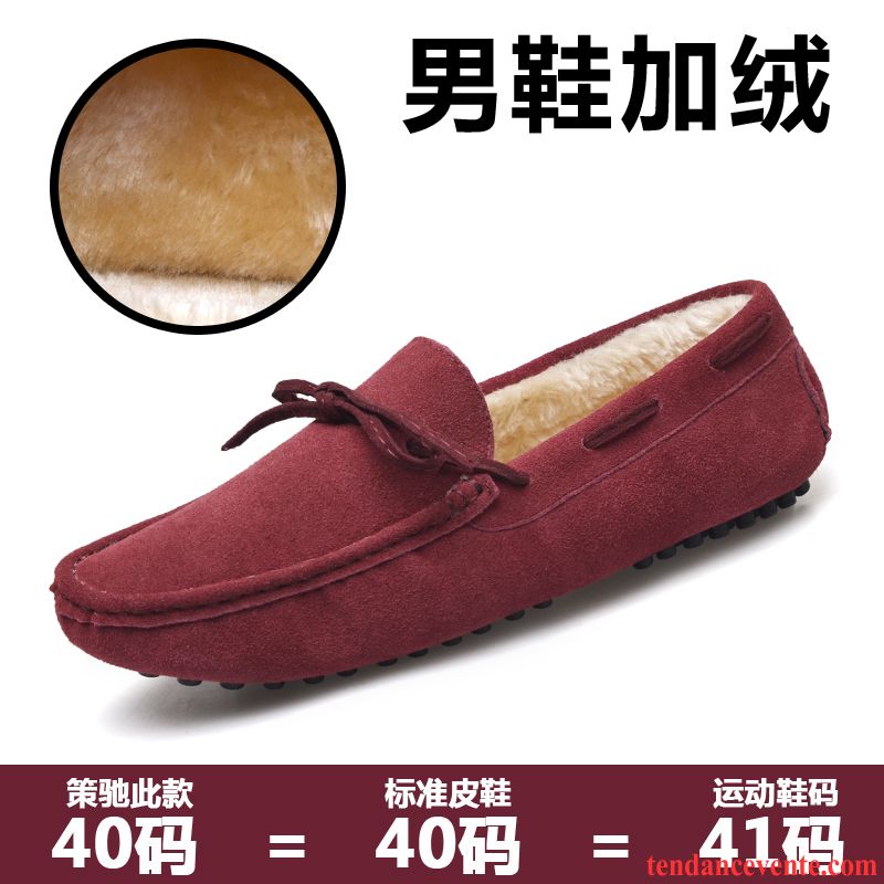 Mocassin Homme Bicolore Délavé En Daim Tendance Printemps Jeunesse Homme Paresseux Cuir Véritable Décontractée Chaussures De Conduite Tous Les Assortis Été Marron