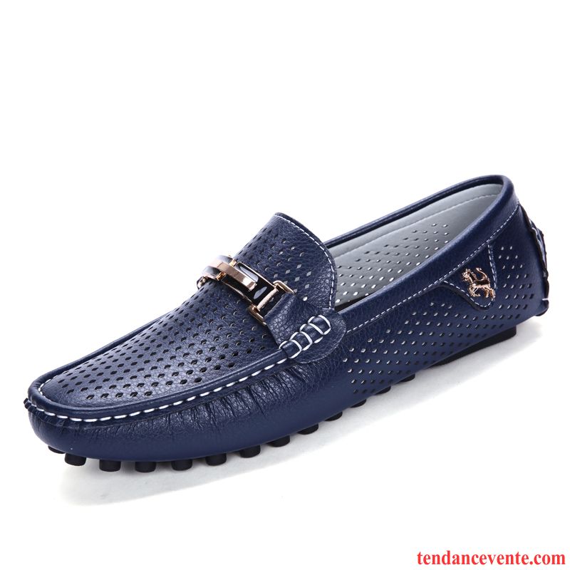 Mocassin Homme Bleu Décontractée Slip-on Paresseux Personnalité L'automne Tendance Été Homme Orange Tous Les Assortis