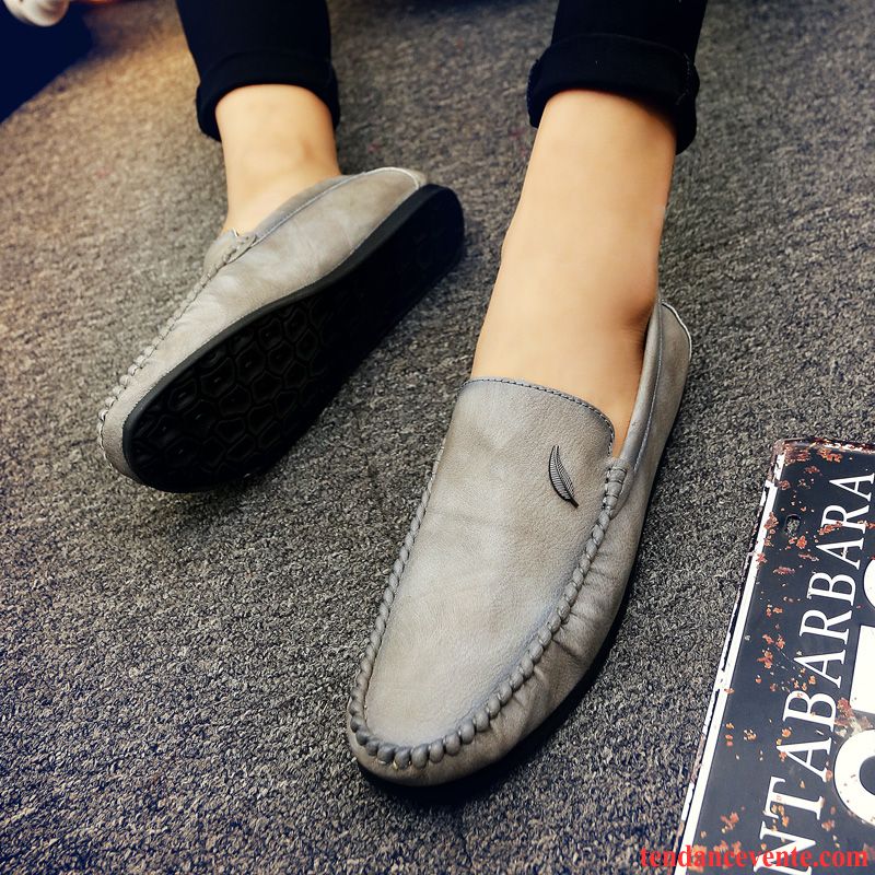 Mocassin Homme Clouté Gris Tendance Printemps Homme Paresseux Slip-on Décontractée Derbies Jeunesse Pas Cher