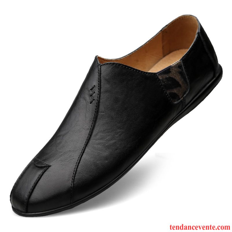 Mocassin Homme Cuir Marron Paresseux Derbies L'automne Noir Tendance Décontractée Cuir Véritable Homme Rouge Neige Pas Cher