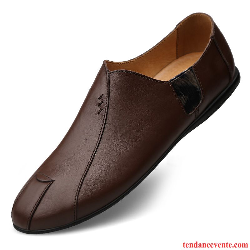 Mocassin Homme Cuir Marron Paresseux Derbies L'automne Noir Tendance Décontractée Cuir Véritable Homme Rouge Neige Pas Cher