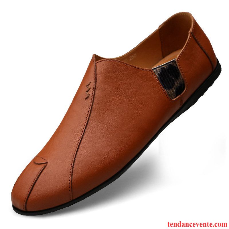 Mocassin Homme Cuir Marron Paresseux Derbies L'automne Noir Tendance Décontractée Cuir Véritable Homme Rouge Neige Pas Cher