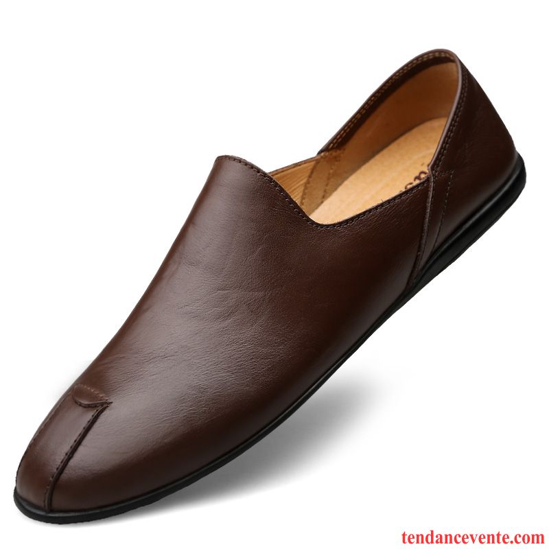 Mocassin Homme Cuir Marron Paresseux Derbies L'automne Noir Tendance Décontractée Cuir Véritable Homme Rouge Neige Pas Cher