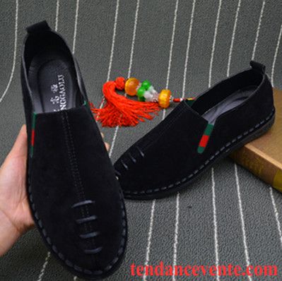 Mocassin Homme Cuir Paresseux Homme Décontractée Rouge Tendance Bronzer Pas Cher