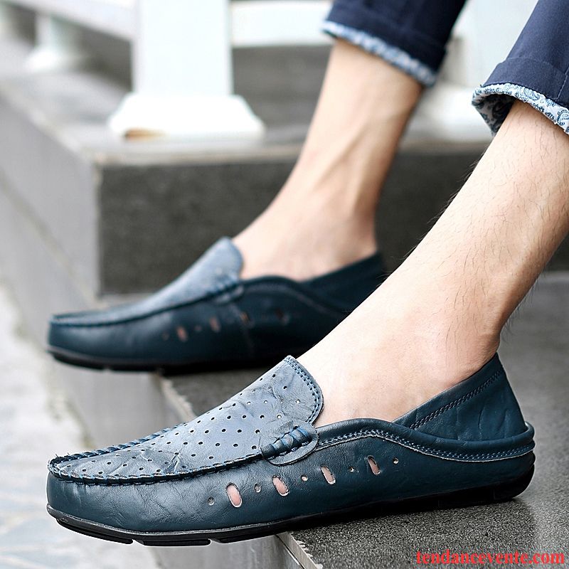 Mocassin Homme Cuir Souple Tendance Paresseux Cuir Véritable Slip-on Décontractée Derbies L'automne Homme Rouge Gris Pas Cher