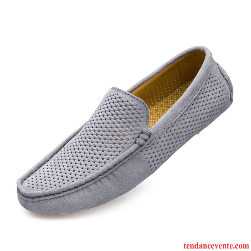 Mocassin Homme Daim Beige Paresseux Slip-on Homme Cuir Véritable Tendance Délavé En Daim Printemps Décontractée Vente