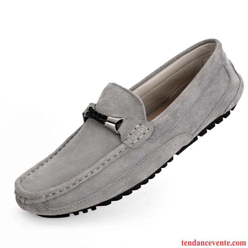 Mocassin Homme Daim Beige Paresseux Slip-on Homme Cuir Véritable Tendance Délavé En Daim Printemps Décontractée Vente