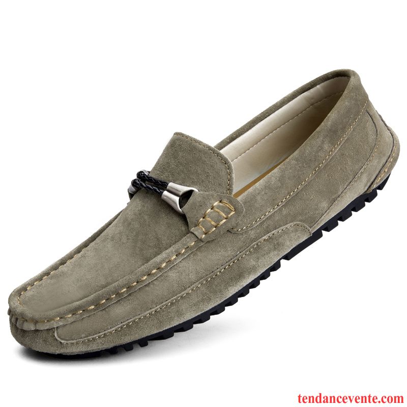 Mocassin Homme Daim Beige Paresseux Slip-on Homme Cuir Véritable Tendance Délavé En Daim Printemps Décontractée Vente