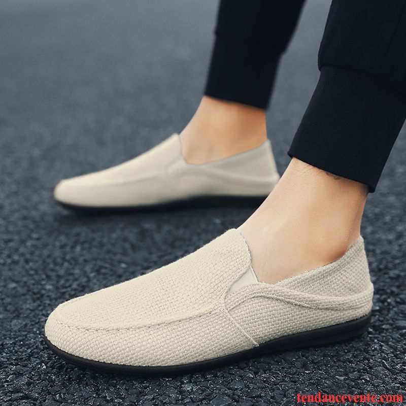 Mocassin Homme Gris Homme Jeunesse Tendance Été Toile Tous Les Assortis Chaussures En Tissu Cyan Pas Cher