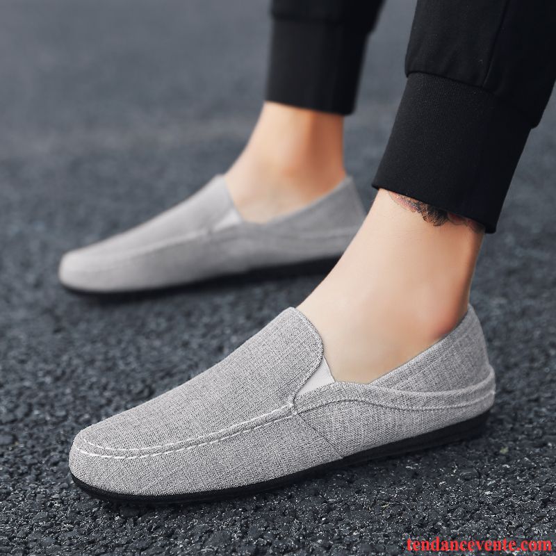 Mocassin Homme Gris Homme Jeunesse Tendance Été Toile Tous Les Assortis Chaussures En Tissu Cyan Pas Cher