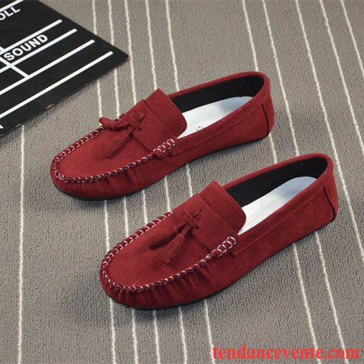 Mocassin Homme Mode Printemps L'automne Paillette Homme Rouge