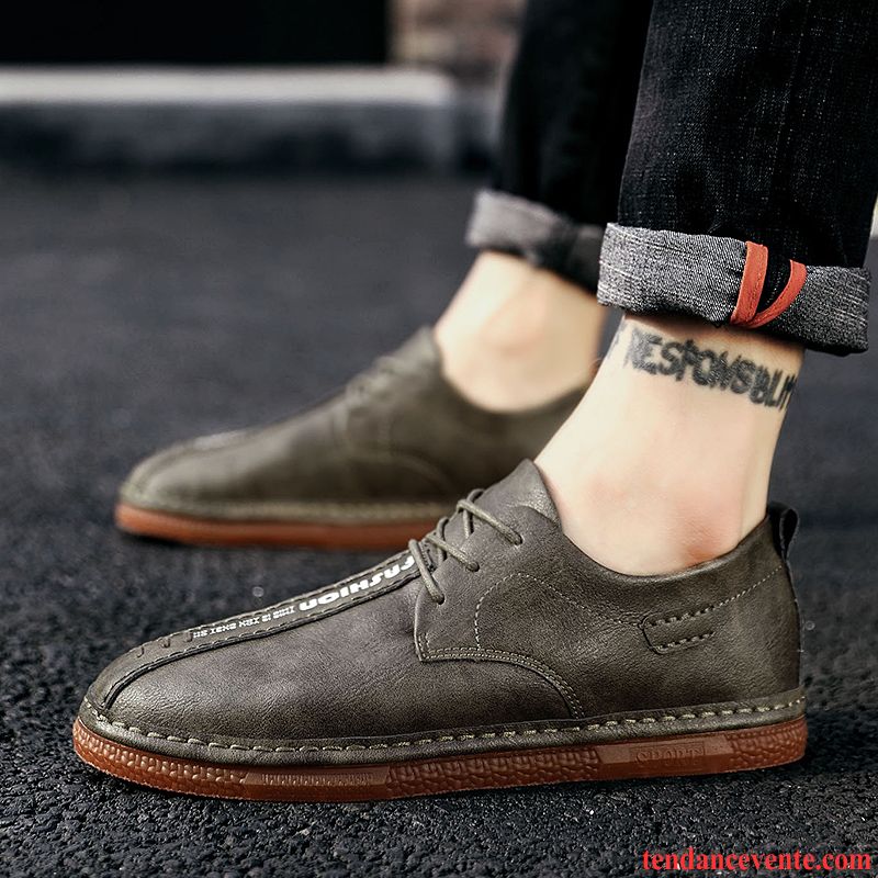 Mocassin Homme Rose Décontractée Semelle Doux Tendance Printemps Été Angleterre Homme Respirant Derbies Gris Pas Cher