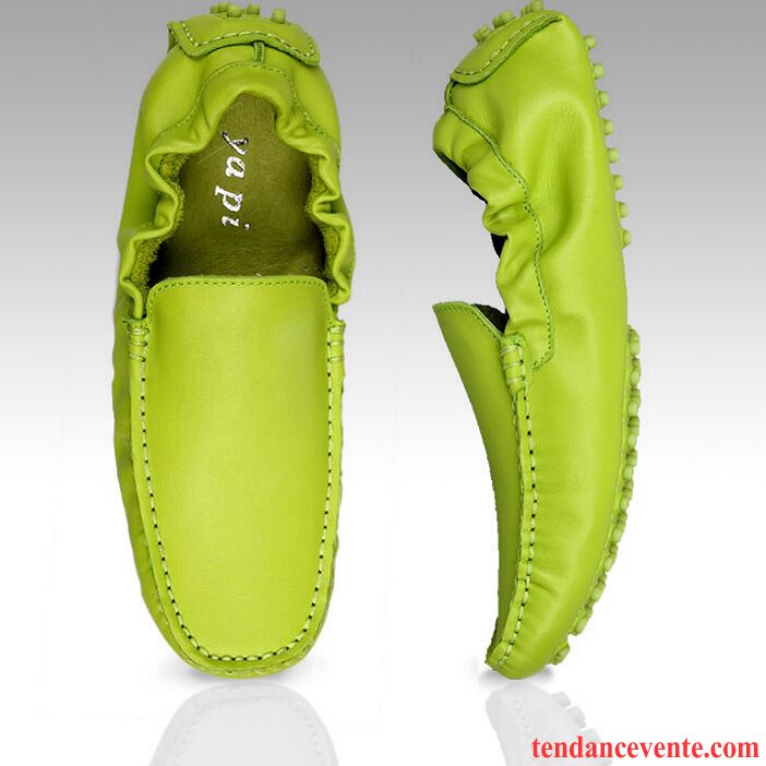 Mocassin Homme Rouge Paresseux Mode Tendance Été Angleterre Décontractée Vert Respirant Cuir Véritable Homme Fantaisie