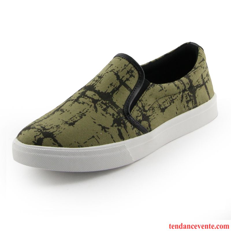 Mocassin Homme Talon Compensé Toile Homme Tendance Étudiant Slip-on Décontractée Été Chaussures De Skate Angleterre Jeunesse Laçage Bout Rond Saumon