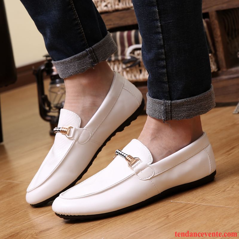 Mocassin Mode Homme Chauds Homme Paresseux Derbies Décontractée Slip-on Hiver Tendance Blanc Angleterre