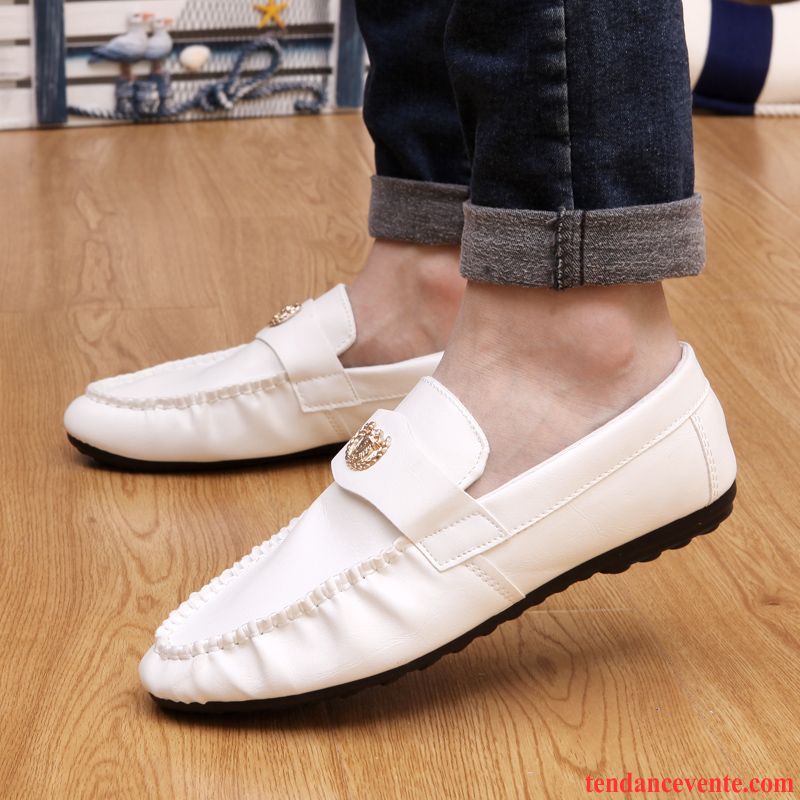 Mocassin Mode Homme Chauds Homme Paresseux Derbies Décontractée Slip-on Hiver Tendance Blanc Angleterre