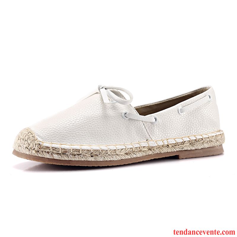 Mocassin Montant Femme Été Blanc Semelle Épaisse Décontractée Pompon Printemps Plates Cuir Véritable Femme Chaussures À Plateformes