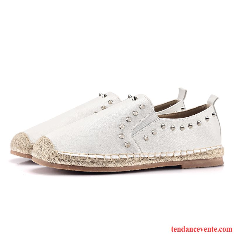 Mocassin Montant Femme Été Blanc Semelle Épaisse Décontractée Pompon Printemps Plates Cuir Véritable Femme Chaussures À Plateformes