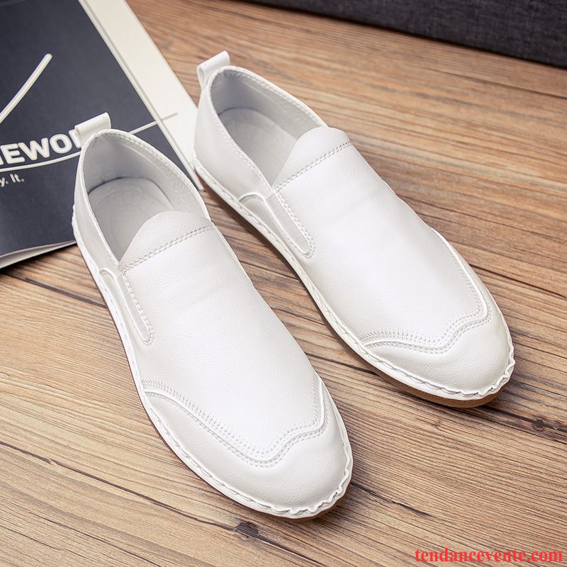 Mocassin Montant Homme Décontractée Angleterre Tendance Derbies Homme Chaussures De Conduite Blanc Printemps Crème