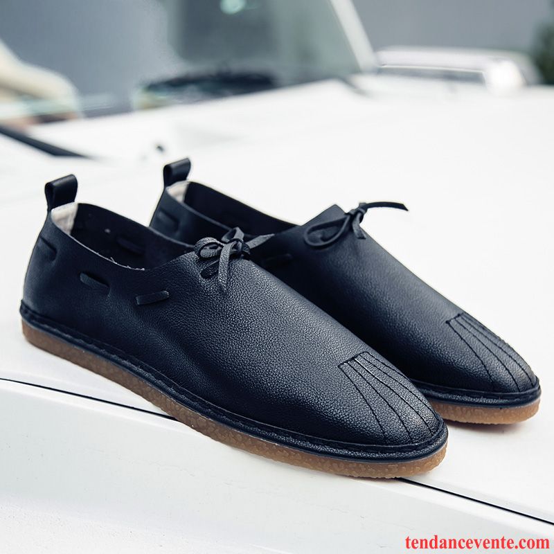 Mocassin Montant Homme Décontractée Angleterre Tendance Derbies Homme Chaussures De Conduite Blanc Printemps Crème