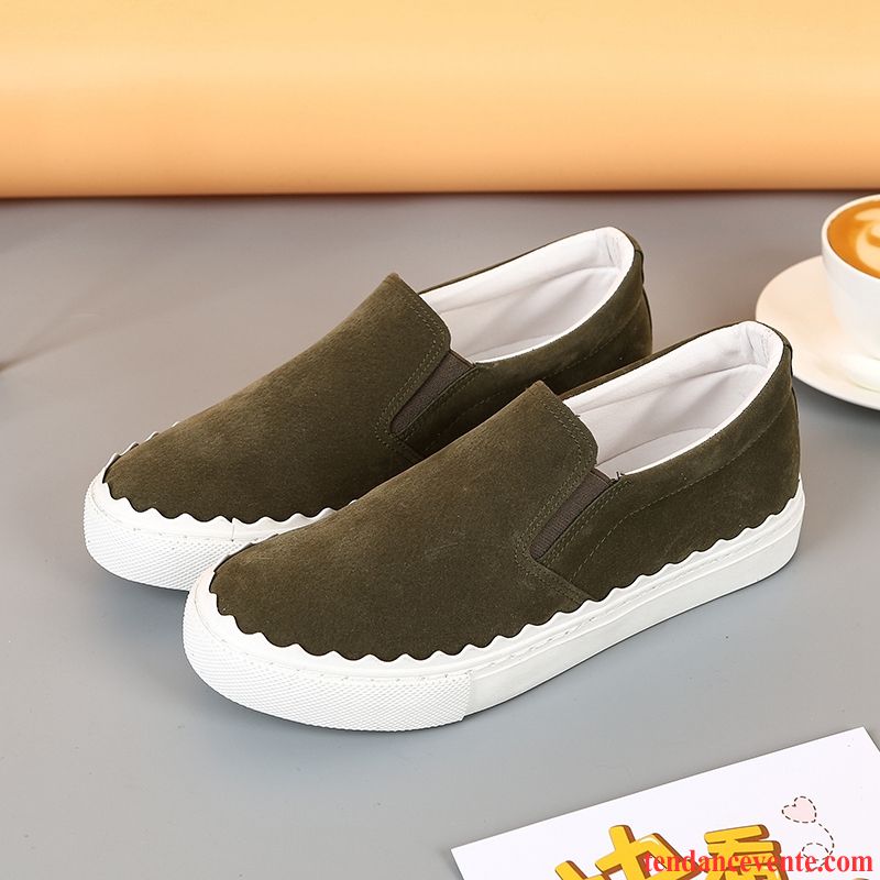 Mocassin Noir Et Blanc Paresseux Slip-on Noir Femme Semelle Épaisse Printemps Étudiant Décontractée Plates Ambre