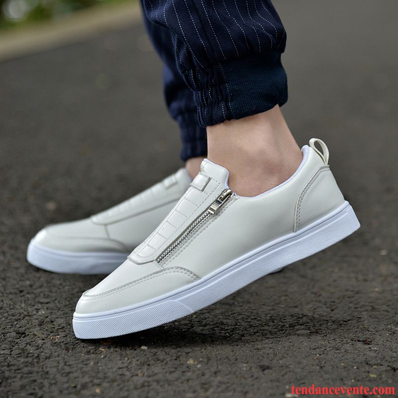 Mocassin Noir Vernis Homme Homme Chaussures De Skate Décontractée Printemps Blanc Noir Paresseux Tendance Slip-on En Cuir Plates Pas Cher