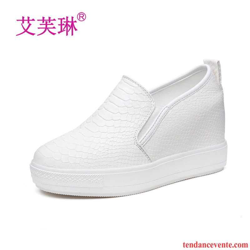 Mocassin Nubuck Femme Femme Décontractée Semelle Épaisse Printemps L'automne Talons Compensés Blanc Paresseux Slip-on Derbies Augmenté Azur