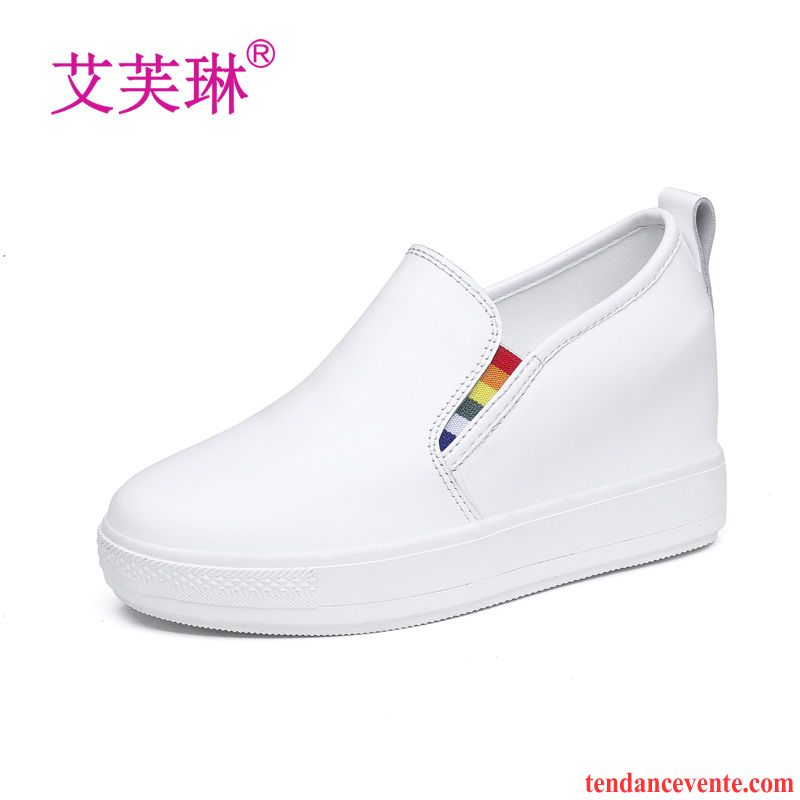 Mocassin Nubuck Femme Femme Décontractée Semelle Épaisse Printemps L'automne Talons Compensés Blanc Paresseux Slip-on Derbies Augmenté Azur