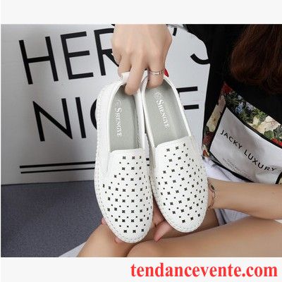 Mocassin Nubuck Femme Plates Tous Les Assortis Slip-on Creux Guipure Femme Blanc Enceintes Paresseux Décontractée Printemps