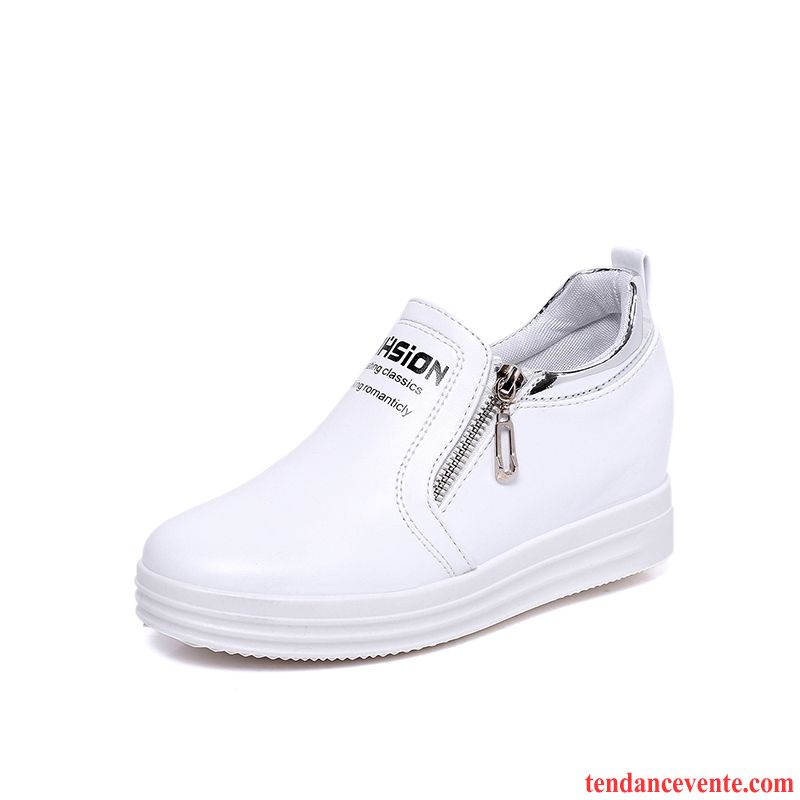 Mocassin Souple Femme L'automne Printemps Décontractée Augmenté Slip-on Femme Blanc Paresseux Tous Les Assortis Blanc