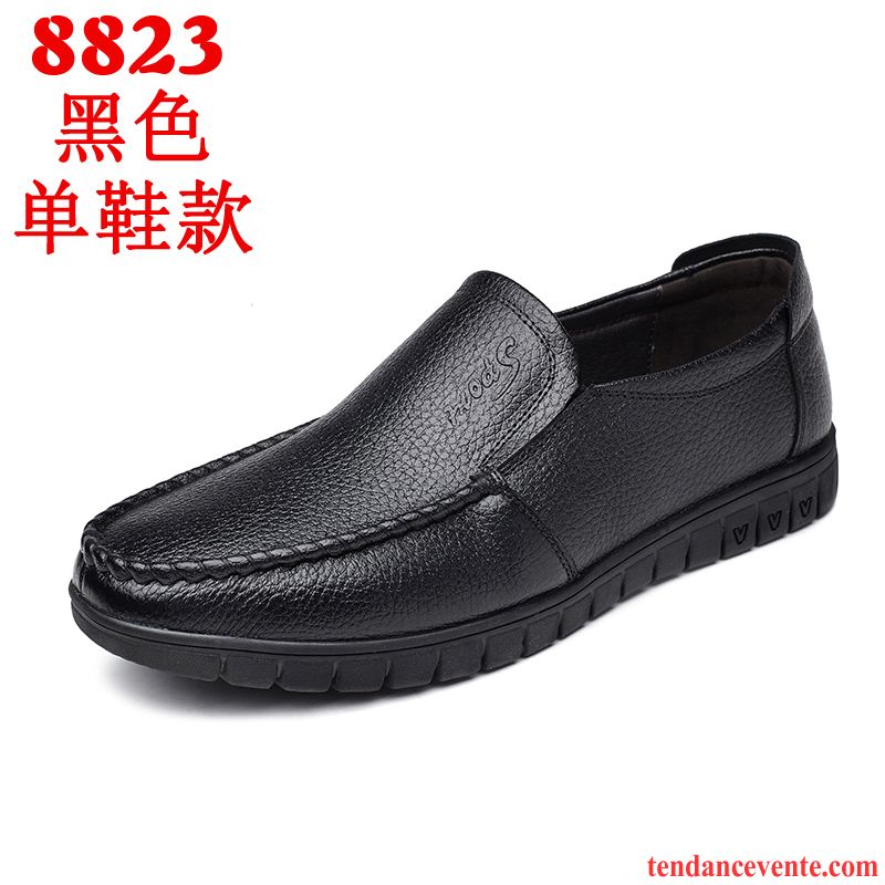 Mocassin Souple Homme Cuir Véritable Décontractée Homme Respirant Bout Rond Printemps Semelle Doux Derbies Pierre