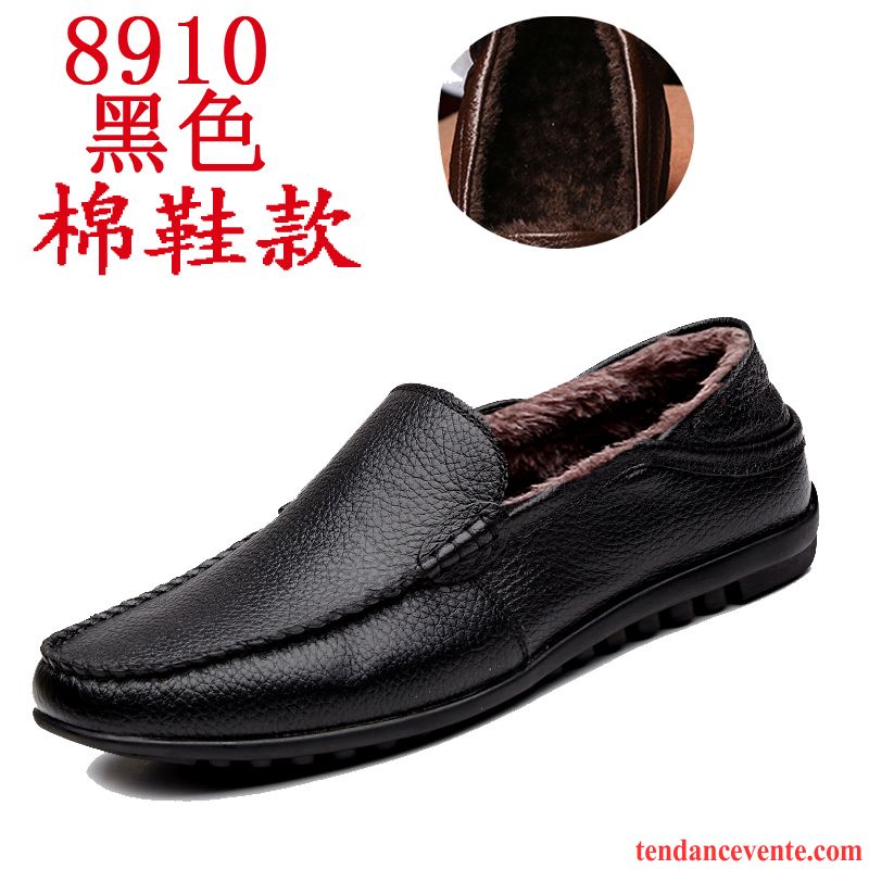 Mocassin Souple Homme Cuir Véritable Décontractée Homme Respirant Bout Rond Printemps Semelle Doux Derbies Pierre