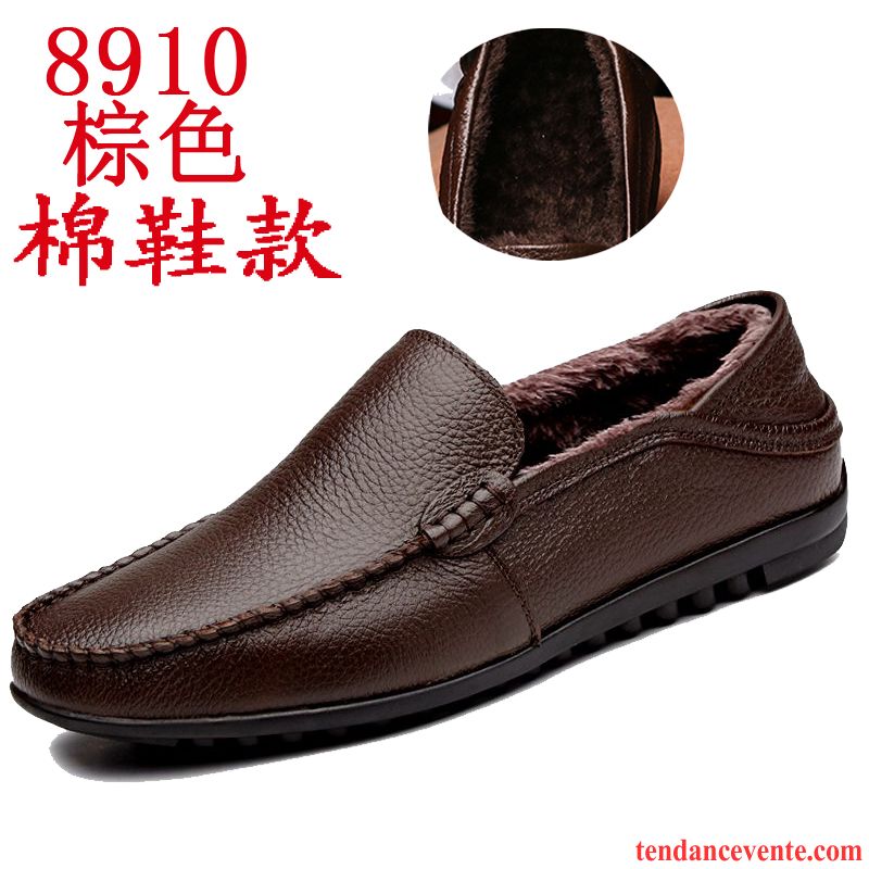 Mocassin Souple Homme Cuir Véritable Décontractée Homme Respirant Bout Rond Printemps Semelle Doux Derbies Pierre