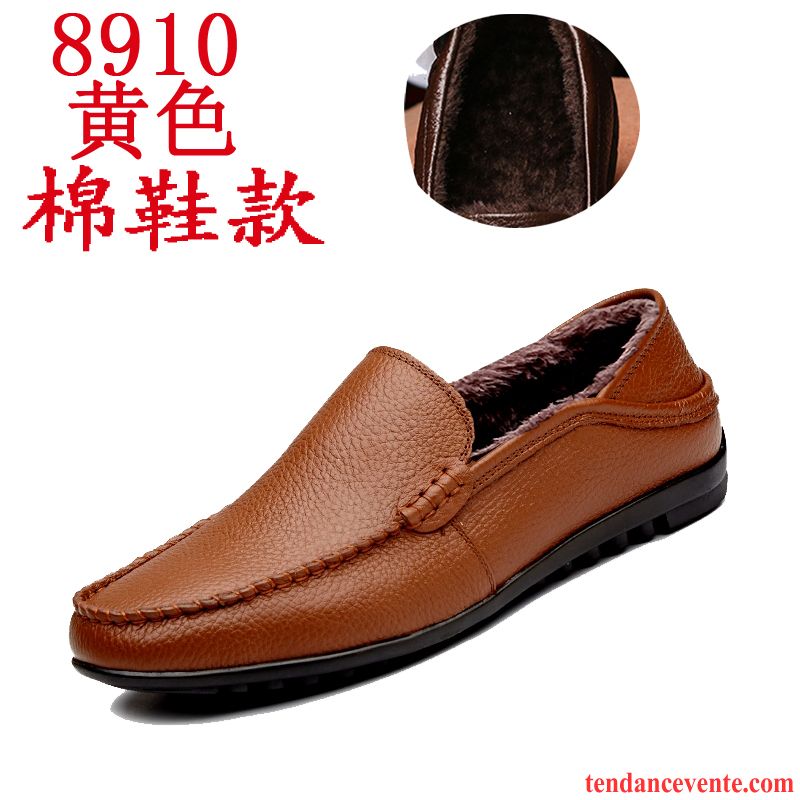 Mocassin Souple Homme Cuir Véritable Décontractée Homme Respirant Bout Rond Printemps Semelle Doux Derbies Pierre