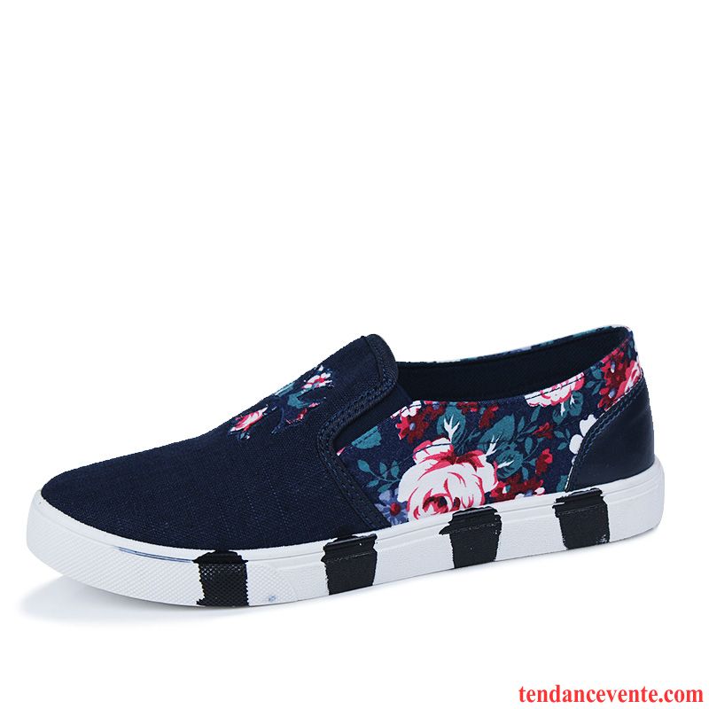 Mocassin Talon Haut Homme Camouflage Homme Imprimé Printemps Toile Chaussures De Skate Brodé Été Style National Tendance Marine Soldes