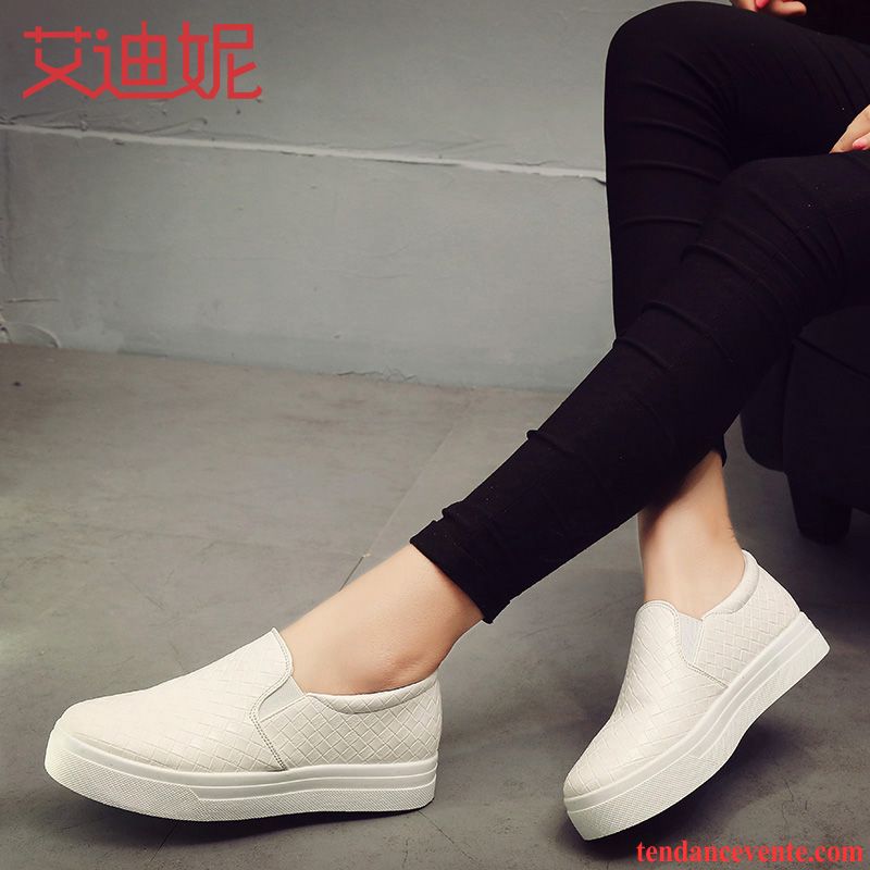 Mocassin Vernis Noir Femme Printemps Semelle Épaisse L'automne Derbies Femme Tendance Plates Paresseux Blanc Slip-on Décontractée Bleu