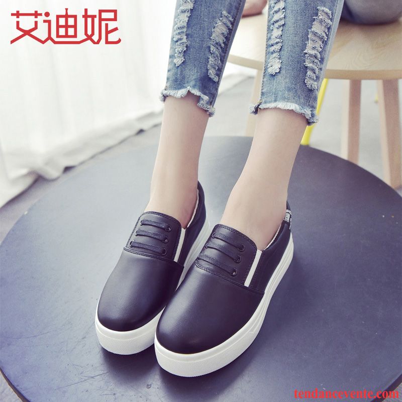 Mocassin Vernis Noir Femme Printemps Semelle Épaisse L'automne Derbies Femme Tendance Plates Paresseux Blanc Slip-on Décontractée Bleu