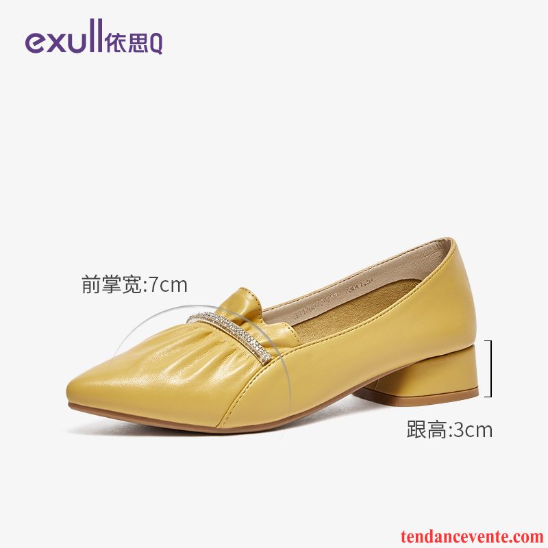 Mocassins Femme Derbies Tous Les Assortis Épais Pointe Pointue Tendance L'automne Jaune Clair