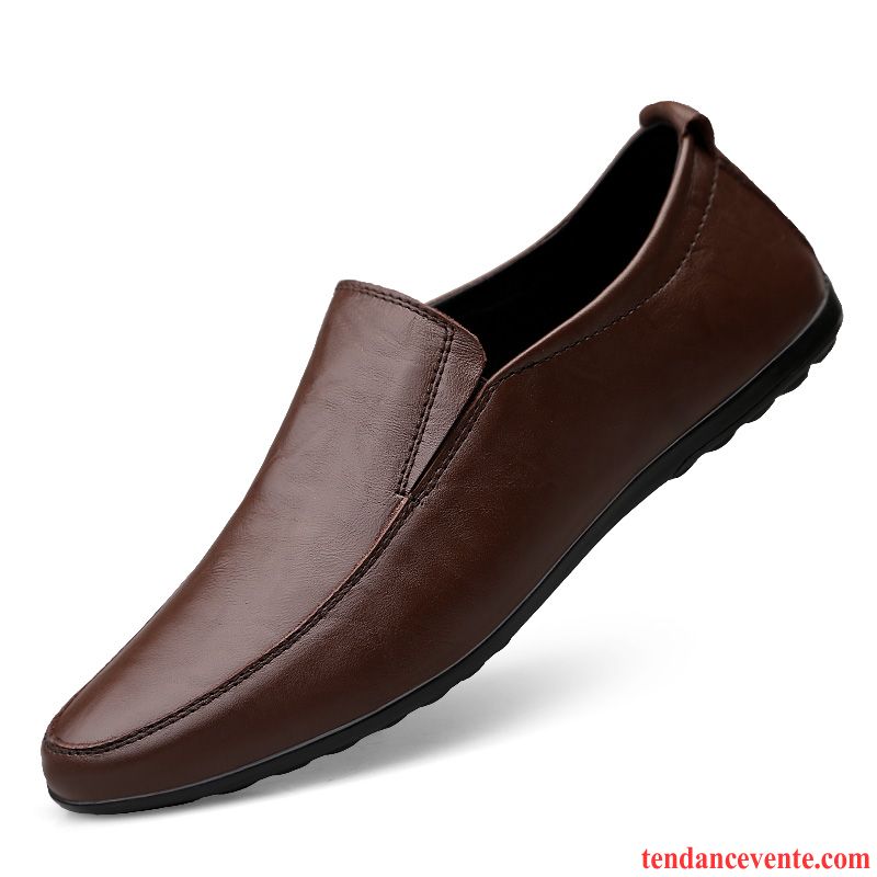 Mocassins Homme Chaussures De Conduite Cuir Véritable Semelle Doux Respirant En Cuir Angleterre Noir