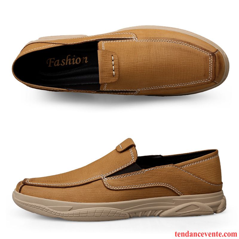 Mocassins Homme Chaussures En Tissu L'automne Semelle Doux Paresseux Derbies Slip-on Jaune Or