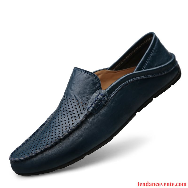 Mocassins Homme Cuir Véritable Semelle Doux Personnalité Décontractée Slip-on Derbies Brun