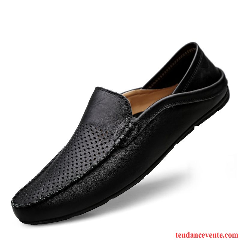 Mocassins Homme Cuir Véritable Semelle Doux Personnalité Décontractée Slip-on Derbies Brun