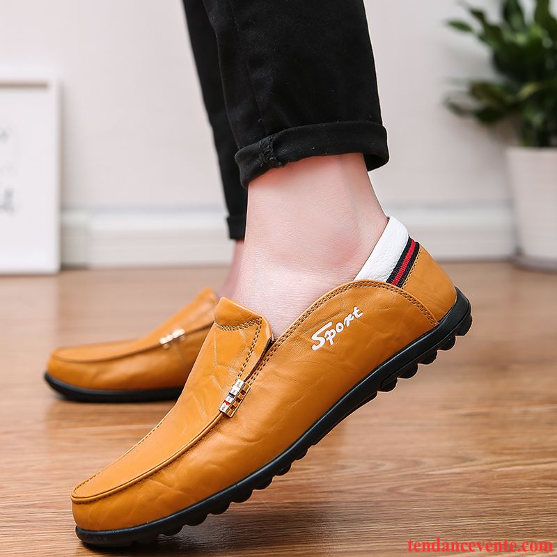 Mocassins Homme Cuir Véritable Semelle Doux Personnalité Décontractée Slip-on Derbies Brun