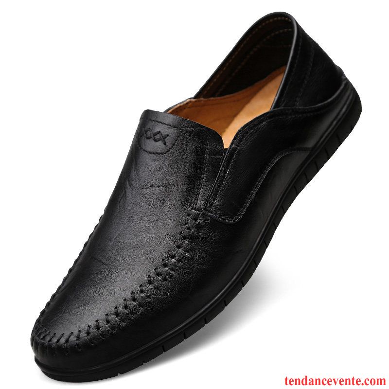 Mocassins Homme Cuir Véritable Tendance Paresseux Décontractée En Cuir Printemps Marron